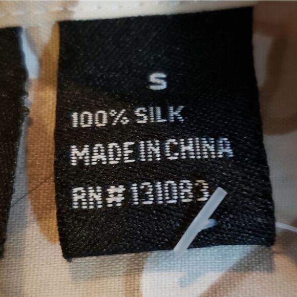 🔹️MG Silk Collection Cream & Tan 100% Silk Buttoned Shirt Dress Small - Picture 11 of 14